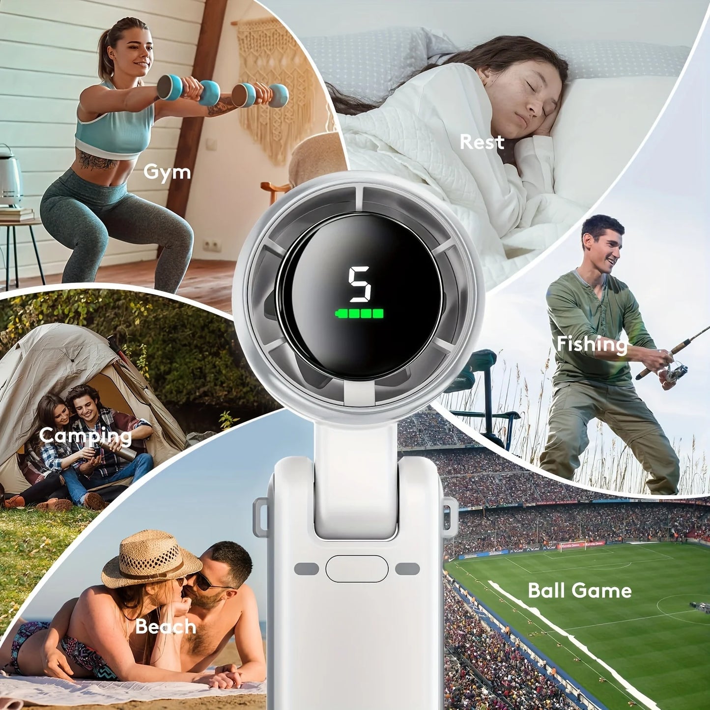 Portable Handheld Mini Fan – Turbo Cooling with 5 Speeds & Digital Display | USB Rechargeable - OBRANO
