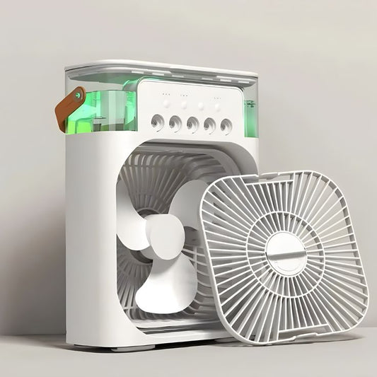 3-in-1 Mini Air Cooler – USB Fan, Humidifier & Night Light - OBRANO