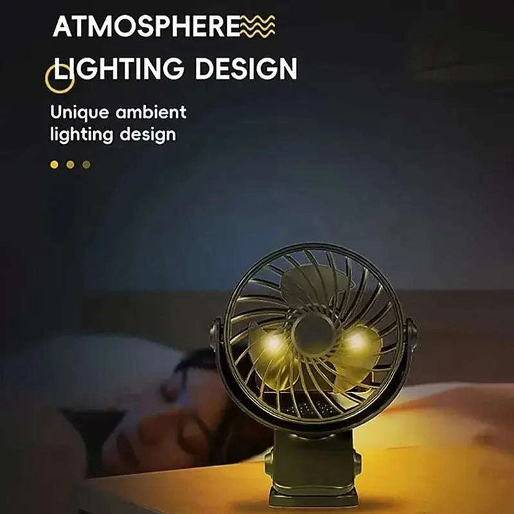 Portable Clip Fan – 720° Rotation with LED Light - OBRANO
