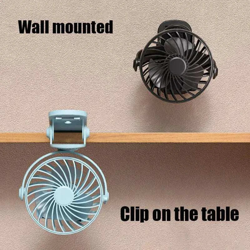 Portable Clip Fan – 720° Rotation with LED Light - OBRANO