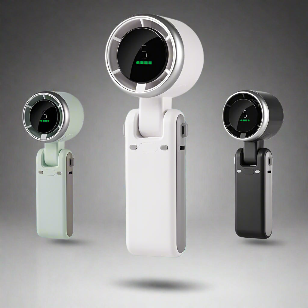 Portable Handheld Mini Fan – Turbo Cooling with 5 Speeds & Digital Display | USB Rechargeable - OBRANO