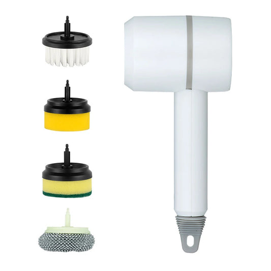 Cordless Electric Cleaning Brush with 4 Brush Heads – USB Rechargeable Kitchen & Bathroom Polishing Tool - OBRANO