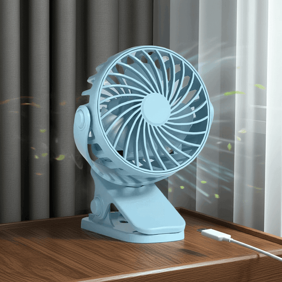 Portable Clip Fan – 720° Rotation with LED Light - OBRANO