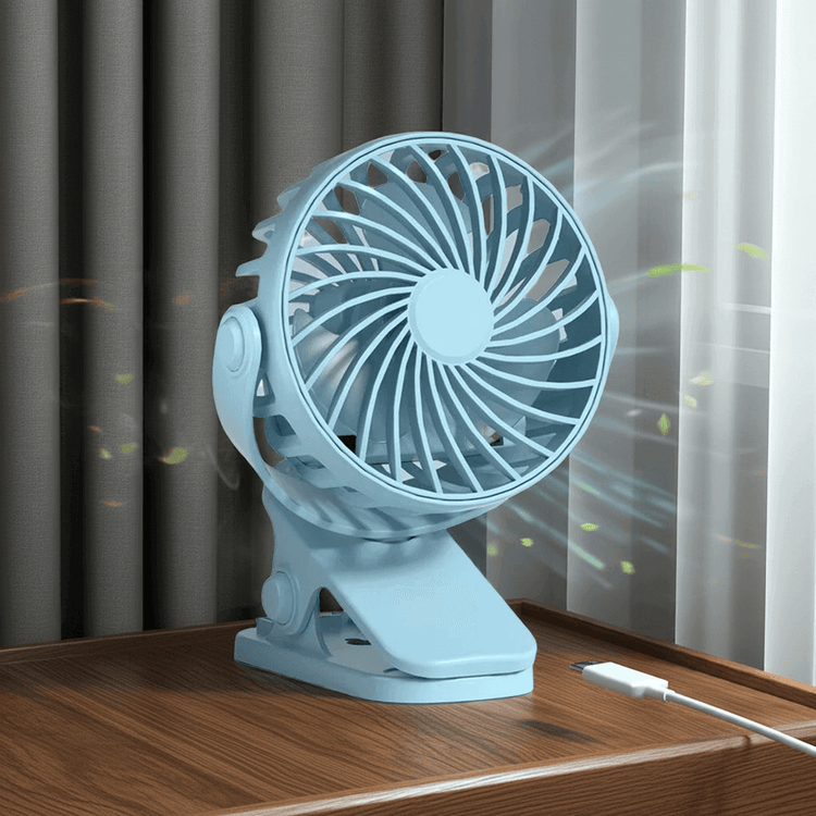 Portable Clip Fan – 720° Rotation with LED Light - OBRANO